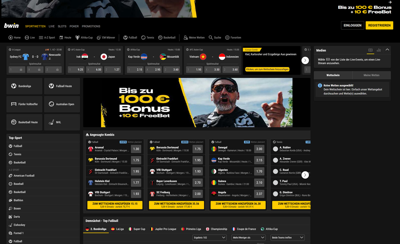 bwin Webseite